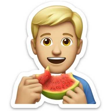 a white man eating fruits sticker
