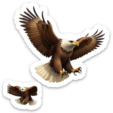 Collage of wild animals: a majestic bear in a lush green forest, a soaring eagle in the sky. A vibrant and detailed nature scene, capturing the beauty of wildlife. Transparent background. sticker