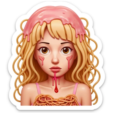  SPAM meat melted pink dripping sauce spaghetti dress monalisa portrait sticker