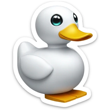 a white robot rubber duck sticker