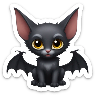 Black-Vampire-Batty-Lykoi-Cat-Fakémon-Cat With Bat-wings for ears sticker