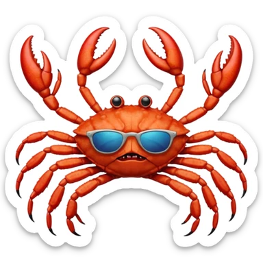 Female Alaska king crab with sunglasses with six legs and 2 claws  sticker