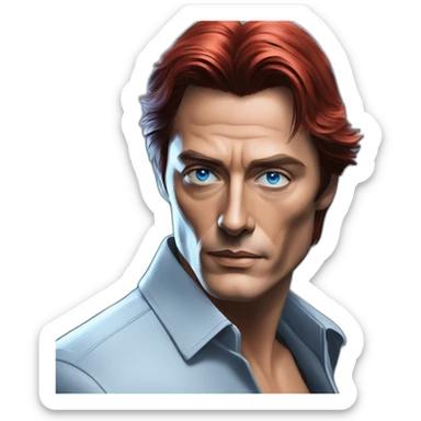 Alain delon cyberpunk blue eyes red hair sticker