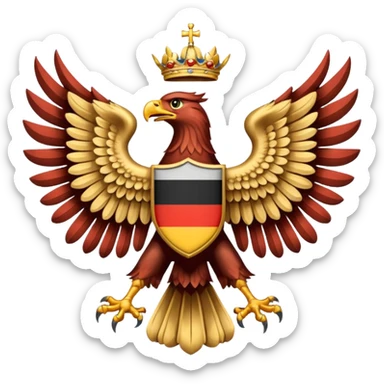 Make a German coloured 1940s inspired doubled headed eagle emoji  sticker