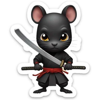 ninja black rat with katana sticker