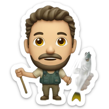 Pescador con trucha en la mano sticker