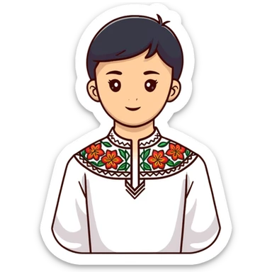 A young Ukrainian psychologist wearing a traditional embroidered vyshyvanka shirt sticker