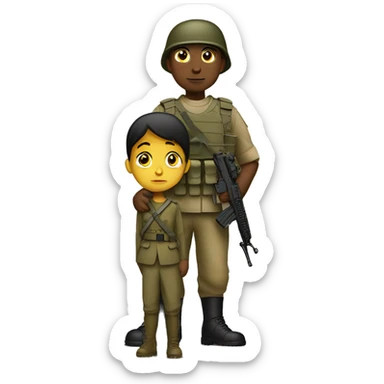Soldier defending a child valiantly sticker