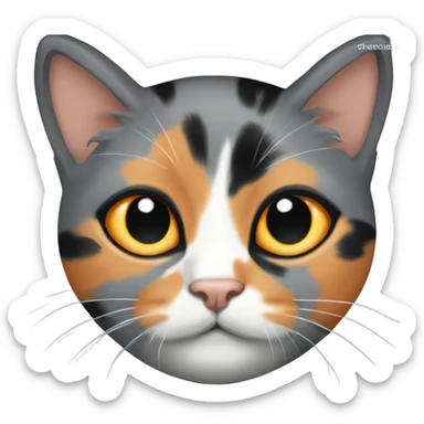 diluted calico grey orange and black cat sticker