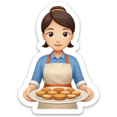 Home cooking avatar in clean emoji-style illustration. Homemade dishes on a plate, warm cozy colors, simple shapes, flat design, high contrast, friendly and inviting. sticker
