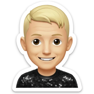 Chester Bennington with blonde hair, black sequin shirt sticker