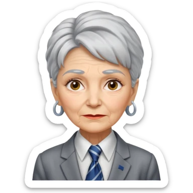 Very old women with Necktie.more smudges on face, different hair style. sticker