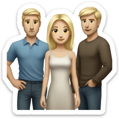 Blonder girl w tall blonde man and 2 brunette men sticker