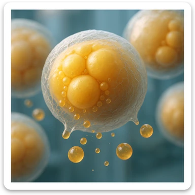 adipocytes in fat release phase, hyper realistic 4K style, membrane details, clinical atmosphere sticker