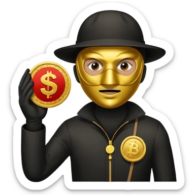 Robber emoji holding a 💰 wearing a mask that is made of robber suit without showing his hand the 💰 need to be in the left sticker