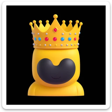 Among Us crewmate, yellow color, with a crown, simple background sticker