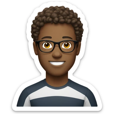 young  Man with round glasses and sportswear, short brown curly hair  sticker