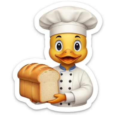 duck serving a loaf of gluten bread sticker
