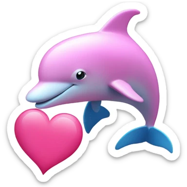 Pink dolphin holding a pink heart  sticker