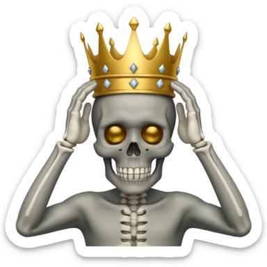 Skull with hands on head and a crown sticker