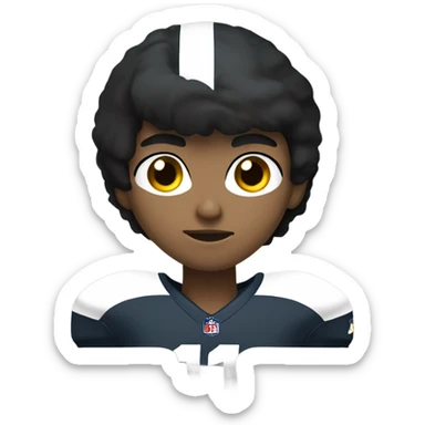 Teen with black hair gold eyes playing quarterback football sticker