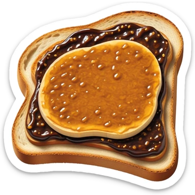 Vegemite on Toast Cinematic Realistic Vegemite on Toast Dish Emoji, depicted as a toasted slice of bread generously spread with Vegemite, rendered with warm textures and crisp details that capture its uniquely Australian flavor. sticker