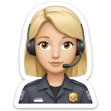 911 dispatcher dark gray uniform blonde hair gray eyes sticker
