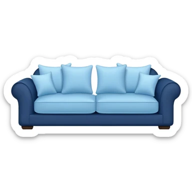 Modern sofa in navy blue with baby blue cushions sticker