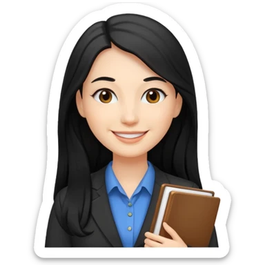 Women, professionals, teachers, black long hair sticker