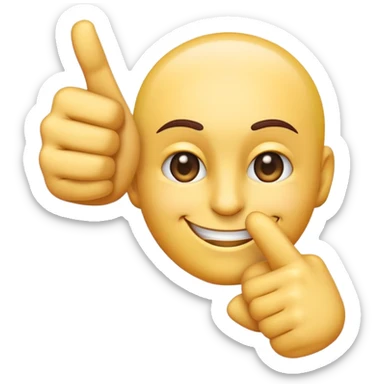 A single emoji that combines a pointing finger and a smirking face - a face with a sly smirk that has one arm extending with a pointing finger sticker