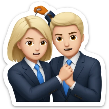 concurrents, deux chefs d'entreprise qui se tire les cheveux ils se battent  sticker