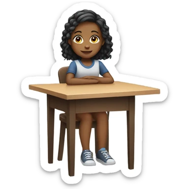girl sitting at table sticker