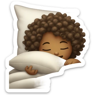 Curly hair girl sleeping on pillow  sticker
