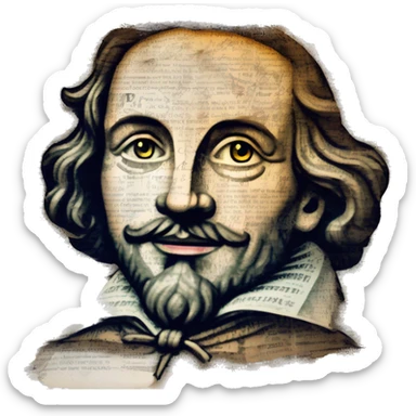 Glowing Shakespeare made of newspaper and 420 hemp leaves and bokeh fairy lights lanterns stained glass, bokeh, annotated sketch, handwritten letters, collage of intricate patterns, lantern sticker