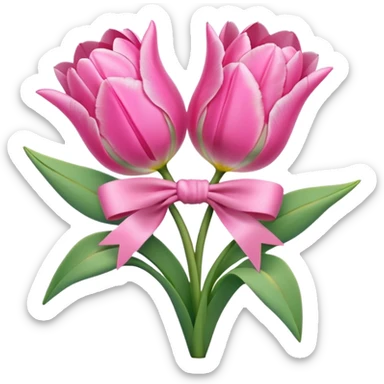 Pink tulips with a bow sticker