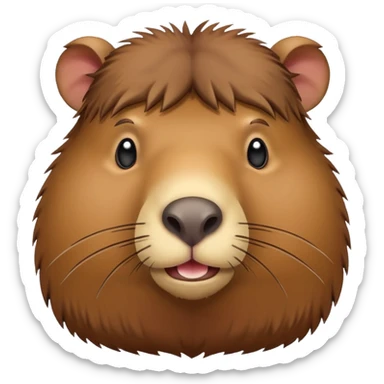 emoji of capibara chews white paper, full height sticker