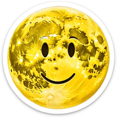 Glowing full moon with a bold, bright "S" on its surface and a faint "F" hidden in the texture, emoji style. sticker