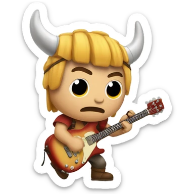 Un mutante redondo vikingo tocando una guitarra electrica sticker