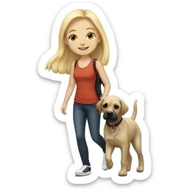 Blonde girl walking black labrador sticker
