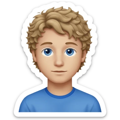 20 year old boy with slightly curly dark blonde hair and blue eyes with 20 year old girl with brown hair and blue eyes (girl is brunette (straight hair), boy is blonde.) BLONDE BOY sticker