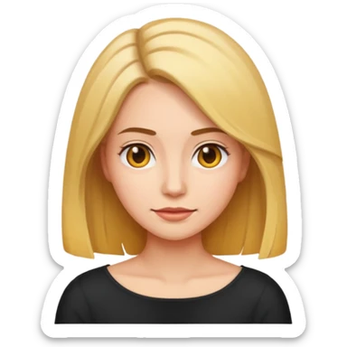 woman with shoulder-length hair with outward tips, emoji style sticker