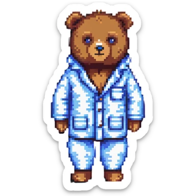 bear in pajamas pixel art sticker