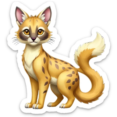 Colorful dark tropical exotic cute cool beautiful shiny beautiful fantasy-caracal-civet-genet-sergal-vernid-serval-Gryphon-Cacomistle-Trico-oncilla-animal-Fakémon-hybrid-fursona (full body) sticker