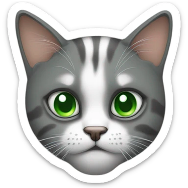 A back cat with green eyes looking confused and meowing sticker