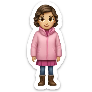 winter, christmas, hispanic, short brown hair, little girl, brown eyes, child, full body, pink sweater coat sticker