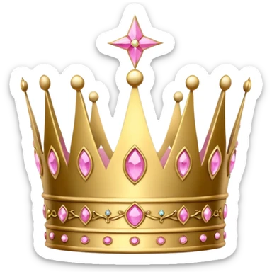 A luxurious golden crown with pink accents and elegant details, featuring a prominent empty space or cutout in the center sticker