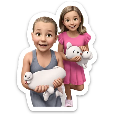 smiling girl in pink dress sticker