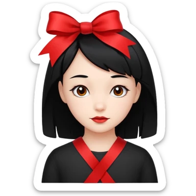 girl that have a red ribbon in her hair the hair is black  sticker