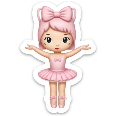 Hello Kitty in a ballet outfit, cute and cheerful sticker