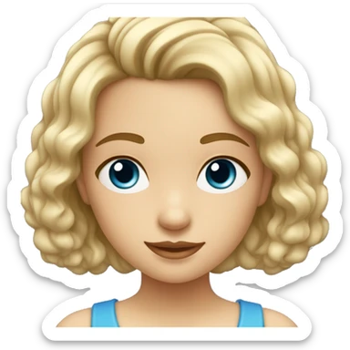 niña de piel blanca con pelo rubio liso muy corto ojos azules sticker
